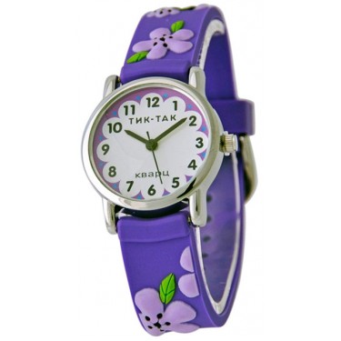 Детские наручные часы Тик-Так H101-2 фиолетовые цветы