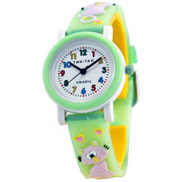 Детские наручные часы Тик-Так H104-2 зеленые коты