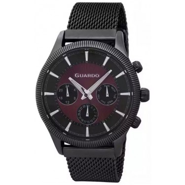 Мужские часы Guardo 11102-6 чёрный+бордо