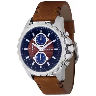 Мужские часы Guardo 11252-2 синий+коричневый