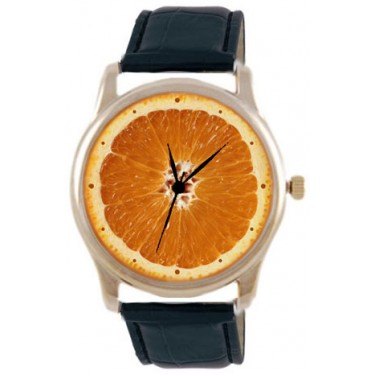 Дизайнерские наручные часы Shot Concept Апельсин черн. рем.