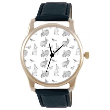 Дизайнерские наручные часы Shot Concept Кроличий узор черн. рем.