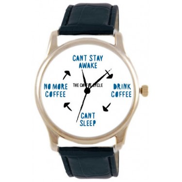 Дизайнерские наручные часы Shot Concept Круговорот кофе черн. рем.