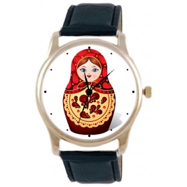 Дизайнерские наручные часы Shot Concept Матрешка черн. рем.