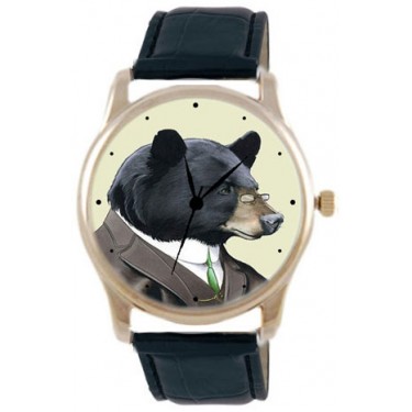 Дизайнерские наручные часы Shot Concept Миша в пенсне черн. рем.