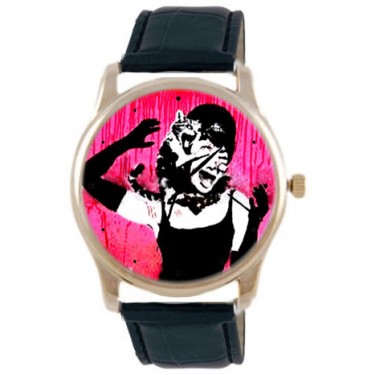 Дизайнерские наручные часы Shot Concept Одри и кот черн. рем.