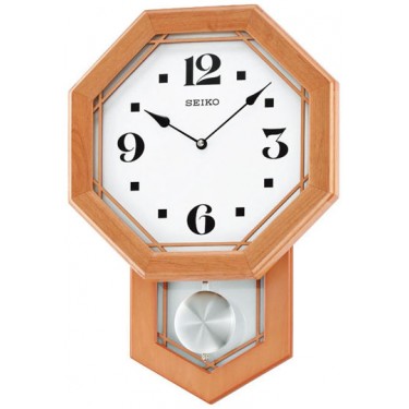 Деревянные настенные интерьерные часы с маятником Seiko QXC226Z
