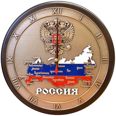Настенные часы Kitch Clock 19-344 Карта России в подарочной коробке D29