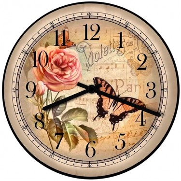 Настенные часы SvS 3001048 Vintage Бабочка и роза