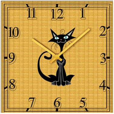 Настенные часы SvS 3001075 Pets Черный кот