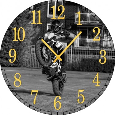 Настенные часы SvS 3001778 Черно-белый мотоциклист