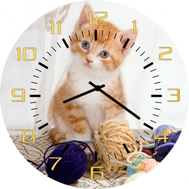 Настенные часы SvS 3002056 Милый рыжий котенок