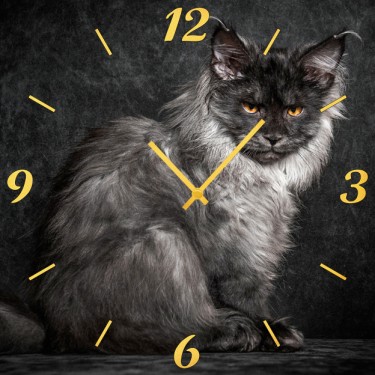 Настенные часы SvS 3002088 Пепельный кот