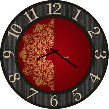 Настенные часы SvS 3002213 Бордовый узор в черной рамке