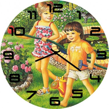 Настенные часы SvS 3002616 Девочка с мальчиком в саду