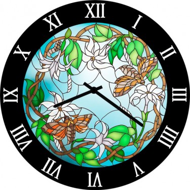 Настенные часы SvS 3002824 Цветы и бабочки в узоре