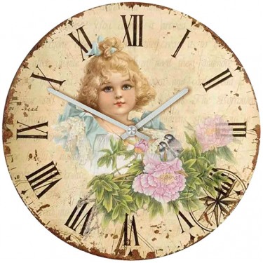 Настенные часы SvS 3501034 Vintage Дитя с цветами