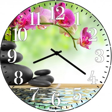 Настенные часы SvS 3501599 Камешки, вода и цветок