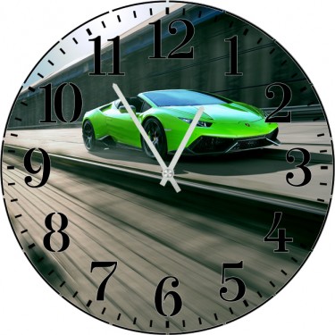 Настенные часы SvS 3501949 Зеленое спортивное авто на трассе