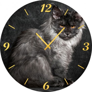 Настенные часы SvS 3502089 Пепельный кот