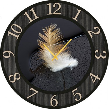 Настенные часы SvS 3502241 Перо в черной рамке