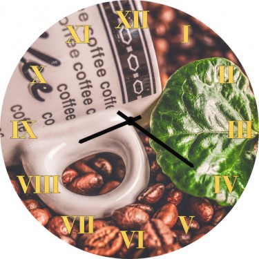 Настенные часы SvS 3502297 Kitchen Кофейные зерна и зеленый лист