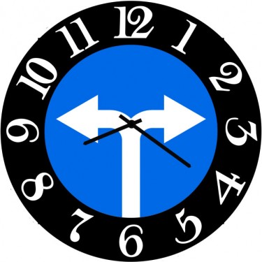 Настенные часы SvS 3502547 Дорожный знак поворот направо и налево