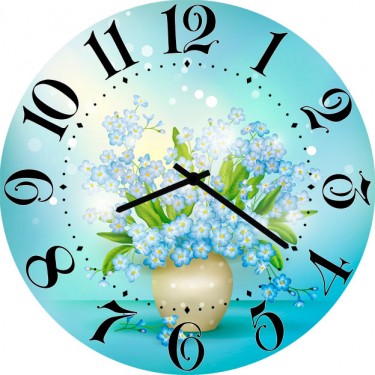 Настенные часы SvS 3502789 Горшочек с цветами на голубом