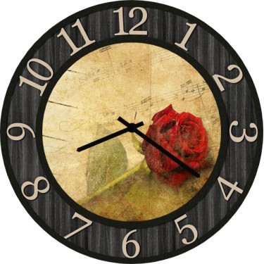 Настенные часы SvS 3502959 Роза в черной рамке
