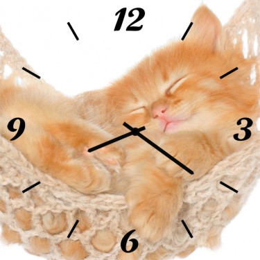 Настенные часы SvS 4002057 Спящий рыжий котенок