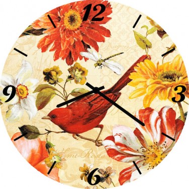 Настенные часы SvS 4002849 Птичка в цветах