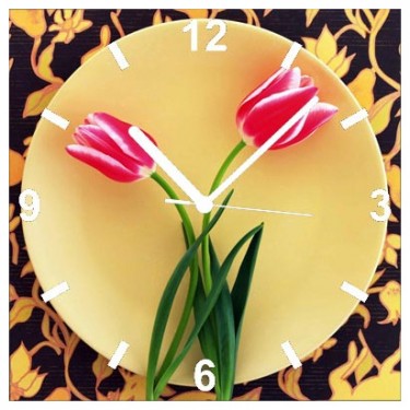 Настенные интерьерные часы Glass Clock 28x28-Цветы-049