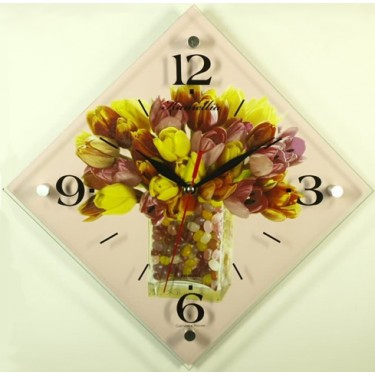 Настенные интерьерные часы Камелия 914 Тюльпаны, ромб
