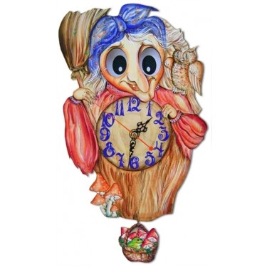 Настенные интерьерные часы с маятником детские Бризоль 01-00 Баба-Яга