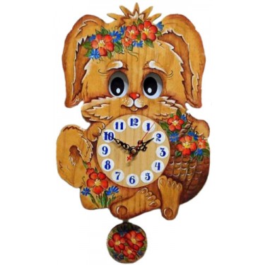 Настенные интерьерные часы с маятником детские Бризоль 05-00 Собачка