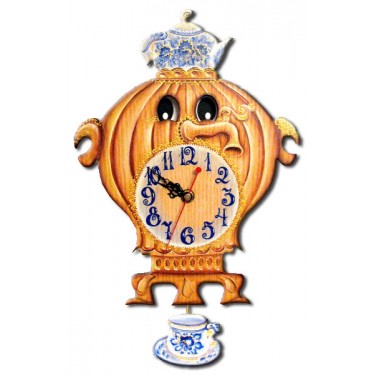 Настенные интерьерные часы с маятником детские Бризоль 14-00 Самовар
