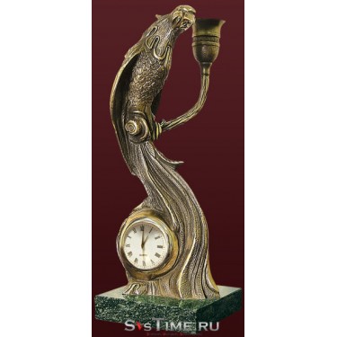 Часы Павлин из бронзы Vel 03-12-03-03500