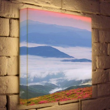 Лайтбокс для гостиной или спальни Туман в горах BoxPop 35x35-033