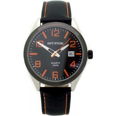 Мужские наручные часы Спутник М-400600/1.3 (черн.,оранж.оф.)