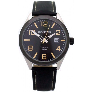 Мужские наручные часы Спутник М-400600/1.3 (черн.,желт.оф.)
