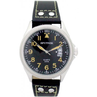 Мужские наручные часы Спутник М-400630/1 (черн.,желт.оф.)