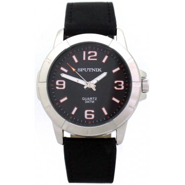 Мужские наручные часы Спутник М-858071/1 (черн.,оранж.оф.)