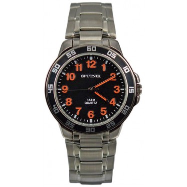 Мужские наручные часы Спутник М-996760/1 (черн.,оранж.оф.)