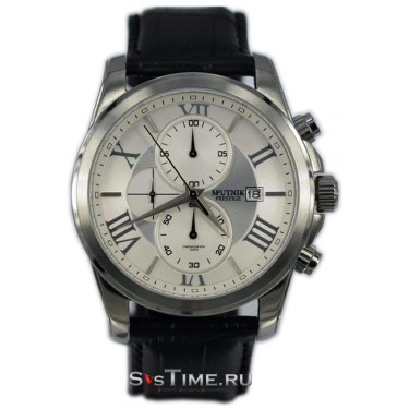 Наручные часы Спутник Престиж HM-1E174/1.А (сталь) Мужские наручные часы Спутник Престиж HM-1E174/1.А (сталь) хронограф.,кож.рем.