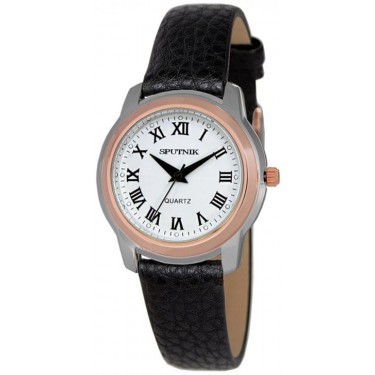 Женские наручные часы Спутник Л-200561/6 (бел.) черный рем.