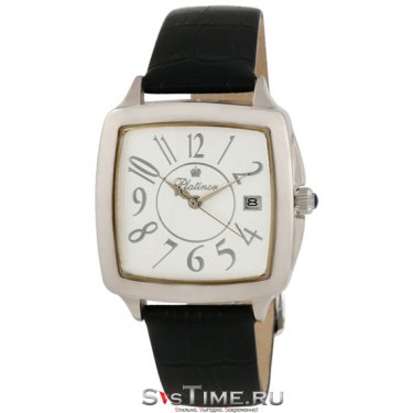 Мужские серебряные наручные часы Platinor 40400.111 черный ремешок