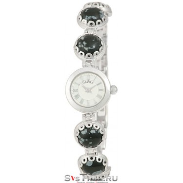 Женские серебряные наручные часы Чайка 44107.120 снежный обсидиан