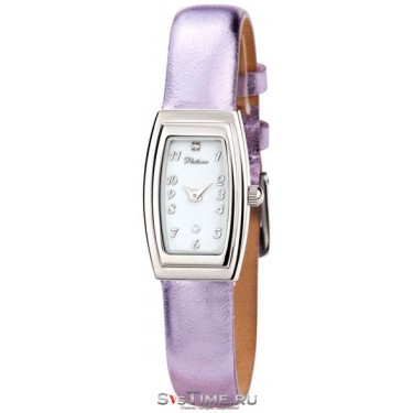 Женские серебряные наручные часы Platinor 45000.305 фиолетовые ремешок