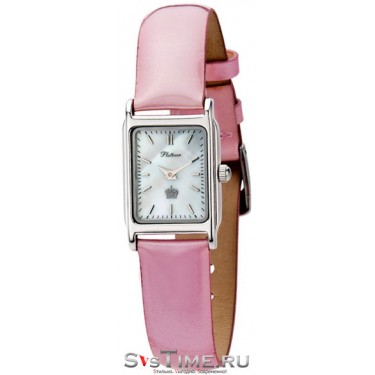 Женские серебряные наручные часы Platinor 90700.303 розовый ремешок