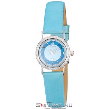 Женские серебряные наручные часы Platinor 98106.613 голубой ремешок
